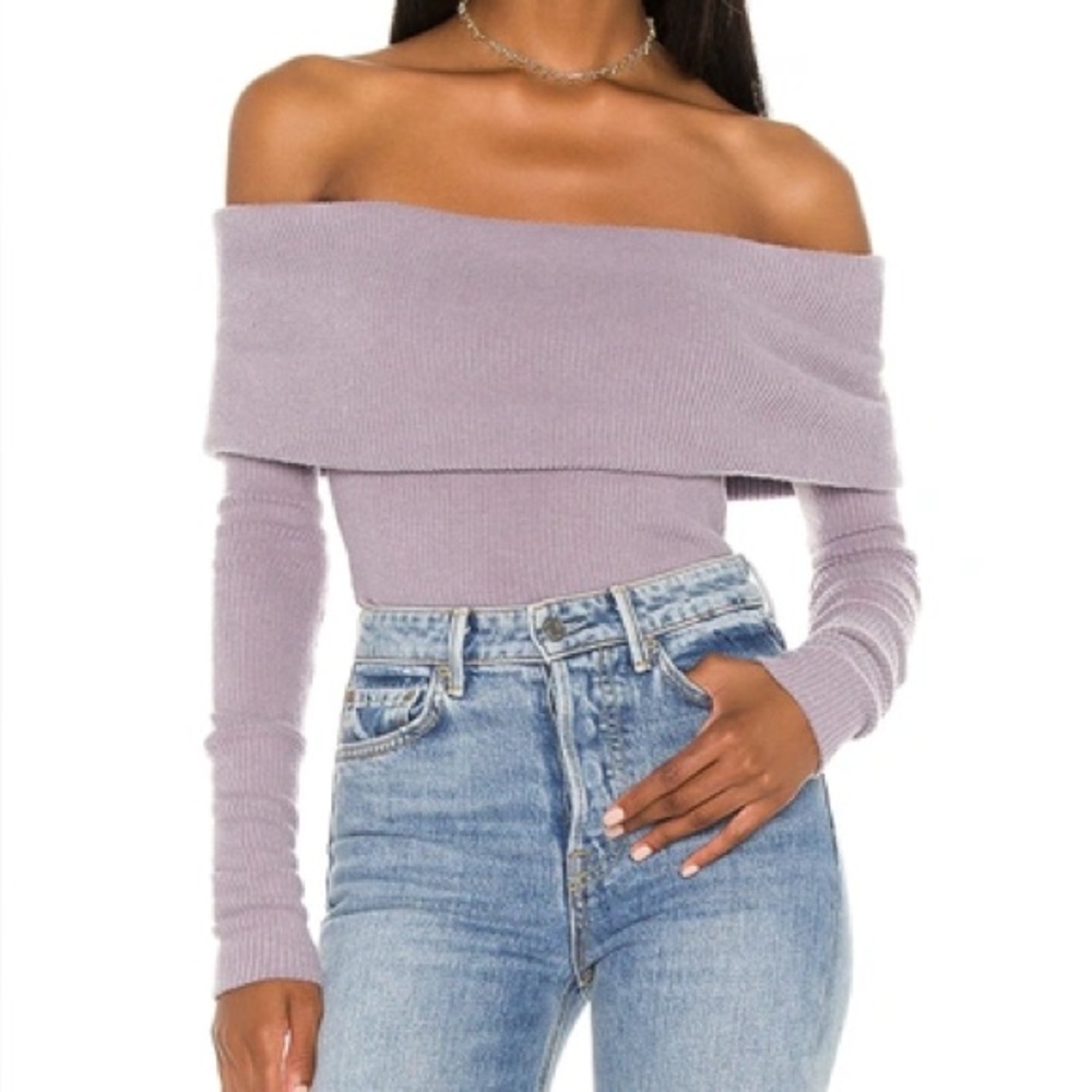Free People Lavender Off-Shoulder Sweater - Picture 1 of 5